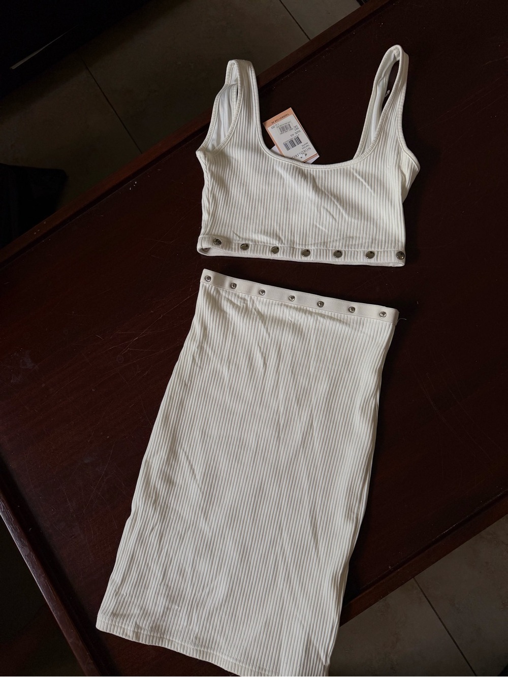 NWT Tiger Mist Ribbed Snap-Trim Dress/Set